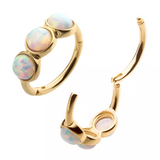 14K Gold 3 Cluster White Opal Side Facing Clicker