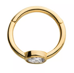 14K Gold Bezel Set CZ Side Facing Clicker