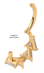 14K Gold Prong Set 4 CZ Triangle Side Facing Clicker