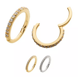 14K Gold Eternity Prong Set Side Facing CZ Clicker (2 colors)