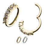 14K Gold Prong Set 5 CZ Top Facing Clicker (2 colors)