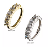 14K Gold Prong Set 5 CZ Top Facing Clicker (2 colors)