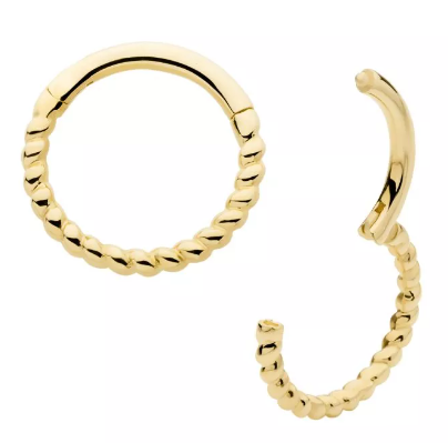 14K Gold Twisted Rope Front Facing Clicker