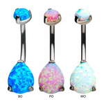 Titanium Internally Threaded Double Opal Pear Navel Curve (3 colors)