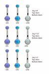 Titanium Internally Threaded Bezel Set Double Opal Smooth Back Navel Curve (3 colors)