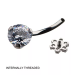 Titanium Internally Threaded Prong Set CZ/Opal Flower Top/Round Bottom Navel Curve (7 colors)