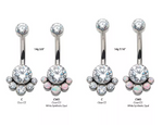 Titanium Internally Threaded 5 Bezel Set Round CZ/Opal Cluster Navel Curve (2 colors)