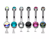 Titanium Internally Threaded Flat Back Round Bezel Set Swarovski Navel Curve (7 colors)