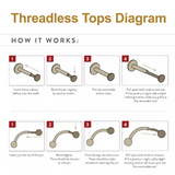Titanium Curved Bar Top Dangle Chain CZ Top (2 options)