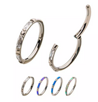Titanium Baguette CZ/Opal Side Facing Clicker (4 colors)