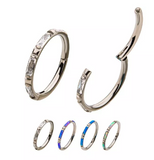 Titanium Baguette CZ/Opal Side Facing Clicker (4 colors)
