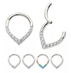 Titanium CNC Set CZ/Opal Front Facing Pear Shape Clicker (4 colors)