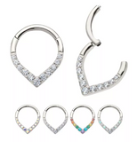 Titanium CNC Set CZ/Opal Front Facing Pear Shape Clicker (4 colors)