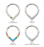 Titanium CNC Set CZ/Opal Front Facing Pear Shape Clicker (4 colors)