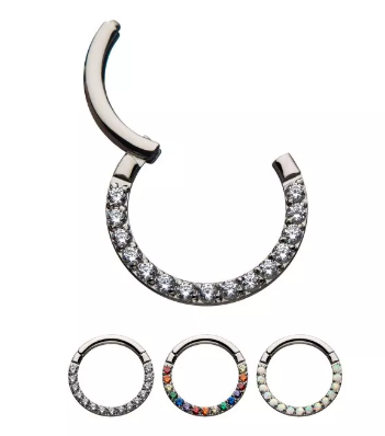 Titanium Front Full CZ/Opal Eternity Clicker (3 colors)