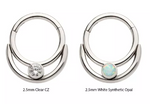 Titanium Double Hoop CZ/Opal Front Facing Clicker (2colors)