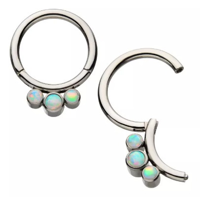 Titanium Petite 3 Swarovski/Opal Crystal Clicker (2 colors)