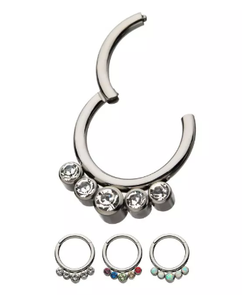 Titanium 5 Swarovski Crystal/Opal Front Facing Clicker (3 colors)