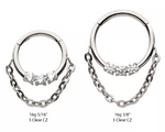 Titanium 3 Prong Set CZ Front Facing Chain Clicker
