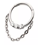 Titanium 3 Prong Set CZ Front Facing Chain Clicker