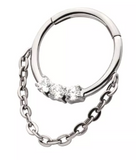 Titanium 3 Prong Set CZ Front Facing Chain Clicker