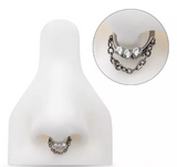 Titanium 3 Prong Set CZ Front Facing Chain Clicker