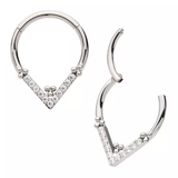 Titanium Cluster Round CZ & Beads V-Shape Front Facing Clicker