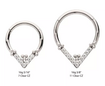 Titanium Cluster Round CZ & Beads V-Shape Front Facing Clicker