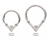 Titanium Cluster Round CZ & Beads V-Shape Front Facing Clicker