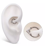 Titanium Cluster Round CZ & Beads V-Shape Front Facing Clicker