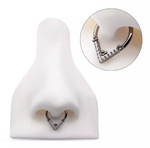 Titanium Cluster Round CZ & Beads V-Shape Front Facing Clicker