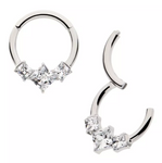 Titanium Cluster Prong Set Square CZ Front Facing Clicker
