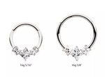Titanium Cluster Prong Set Square CZ Front Facing Clicker