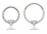 Titanium CNC Set Full CZ & Big Heart CZ Front Facing Clicker