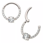 Titanium CNC Set Full CZ & Big Round CZ Front Facing Clicker