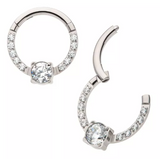 Titanium CNC Set Full CZ & Big Round CZ Front Facing Clicker