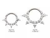 Titanium Cluster Prong Set Round & Pear CZ Front Facing Clicker