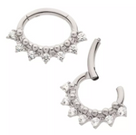 Titanium Cluster Prong Set Round CZ & Beads Oval Shape Front Facing Clicker