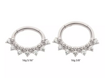 Titanium Cluster Prong Set Round CZ & Beads Oval Shape Front Facing Clicker