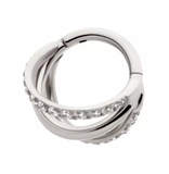 Titanium Fan Out Triple Hoop CNC Set CZ Side Facing Clicker