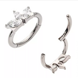 Titanium 3-Cluster Prong Set Marquise CZ Side Facing Clicker