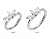 Titanium 3-Cluster Prong Set Marquise CZ Side Facing Clicker