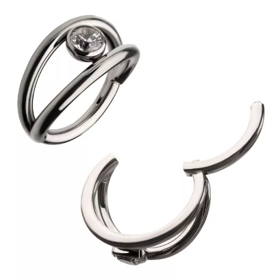Titanium Bezel Set CZ Fan Out Side Facing Clicker