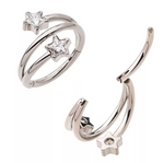 Titanium Double Ended Twist Star CZ Side Facing Clicker