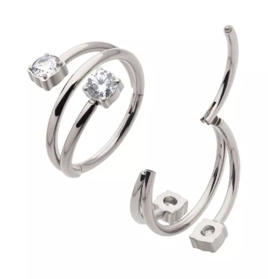 Titanium Double Ended Twist Round CZ Side Facing Clicker