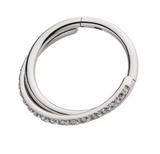 Titanium Crisscross CZ Side Facing Clicker