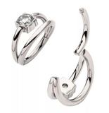 Titanium Prong Set CZ Double Hoop Side Facing Clicker