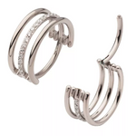 Titanium Triple Hoop CNC Set CZ Side Facing Clicker (4 options)