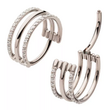 Titanium Triple Hoop CNC Set CZ Side Facing Clicker (4 options)