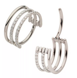 Titanium Triple Hoop CNC Set CZ Side Facing Clicker (4 options)